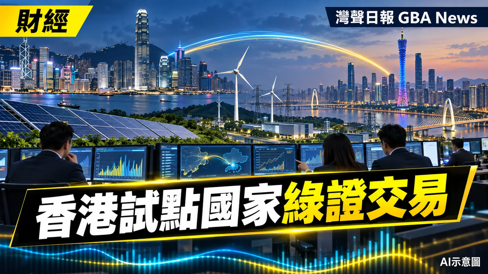 灣聲日報 GBA News|港穗試點國家綠證跨境交易 Core Climate對接廣州電力交易中心|財經新聞封面