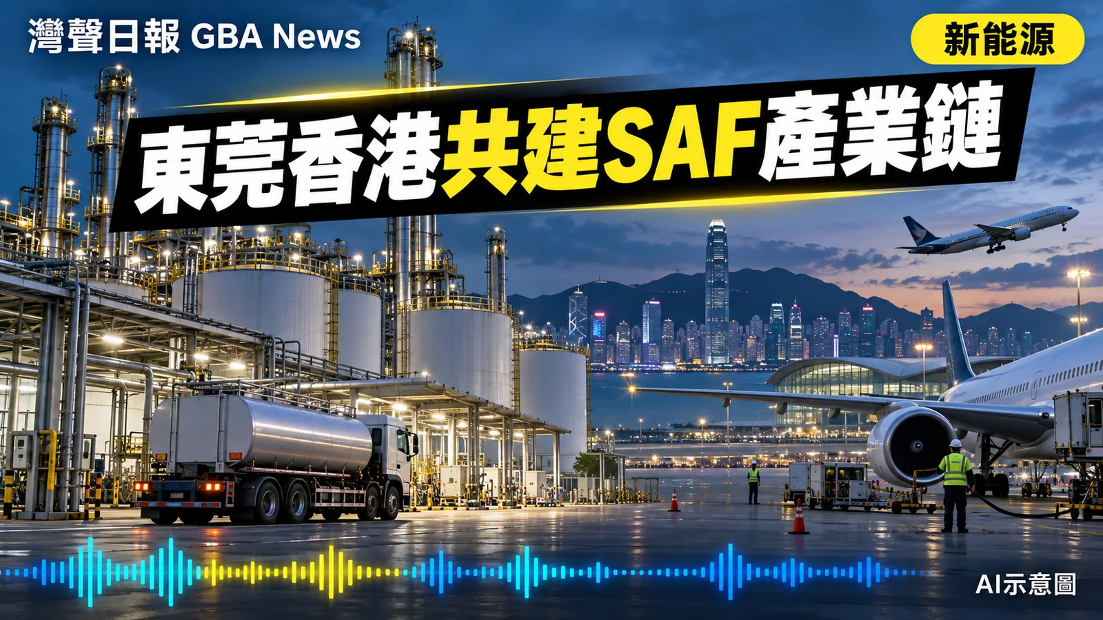 灣聲日報 GBA News｜東莞生產香港調配　大灣區建可持續航空燃料產業鏈｜新能源新聞封面