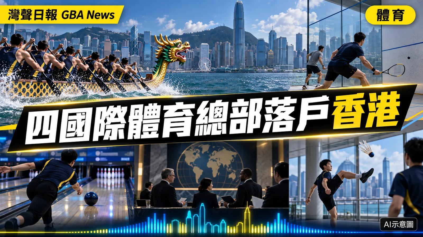 灣聲日報 GBA News｜四個國際體育組織落戶香港　涵蓋保齡球、壁球、毽球及龍舟｜體育新聞封面