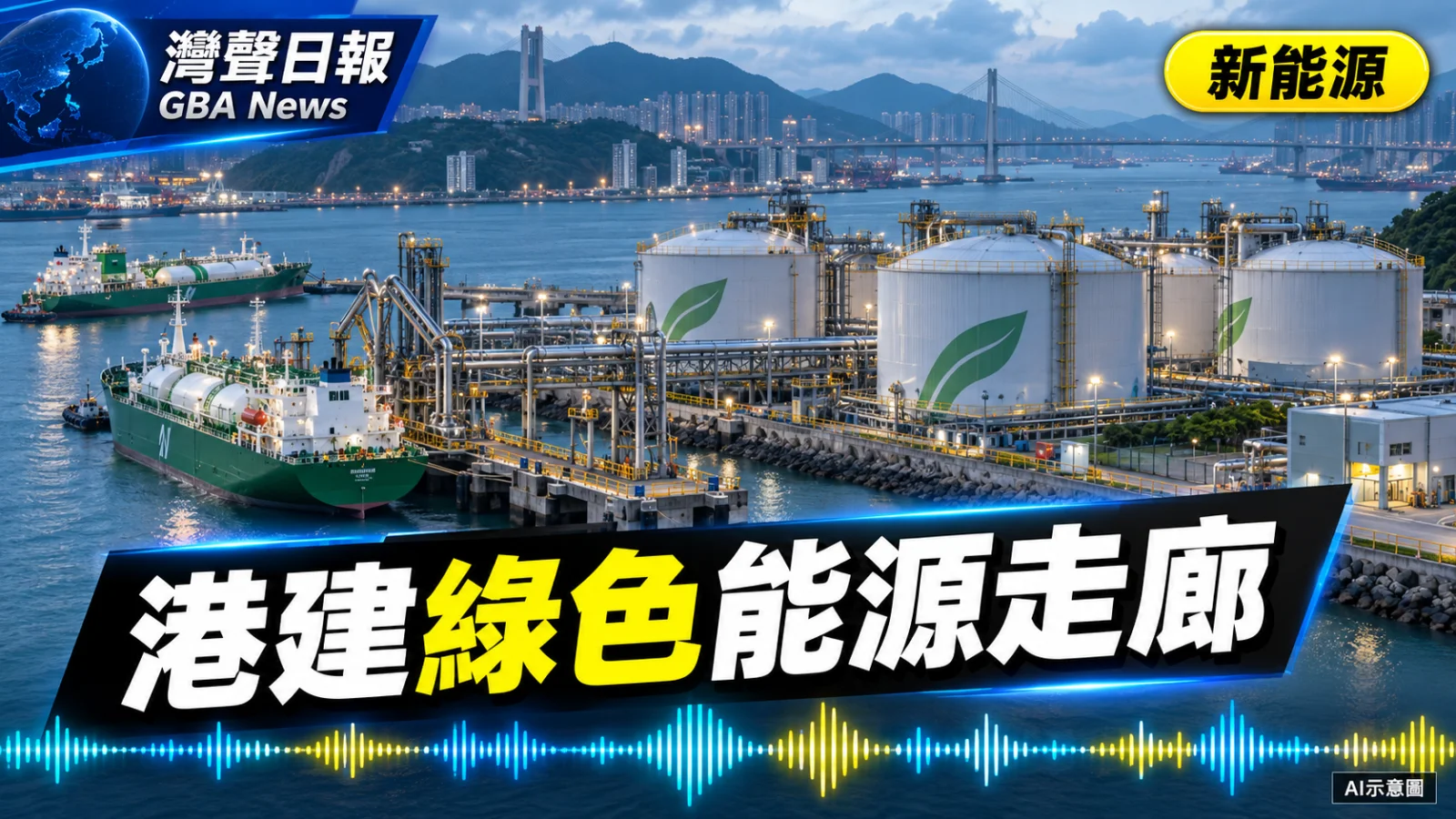 灣聲日報 GBA News｜香港建首條內地綠色能源走廊　青衣南儲存設施擬2028招標｜新能源新聞封面