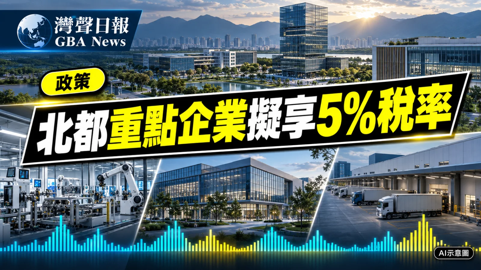 灣聲日報 GBA News｜北都重點企業擬享5%或半稅優惠　涵蓋金融製造研發與供應鏈｜政策新聞封面