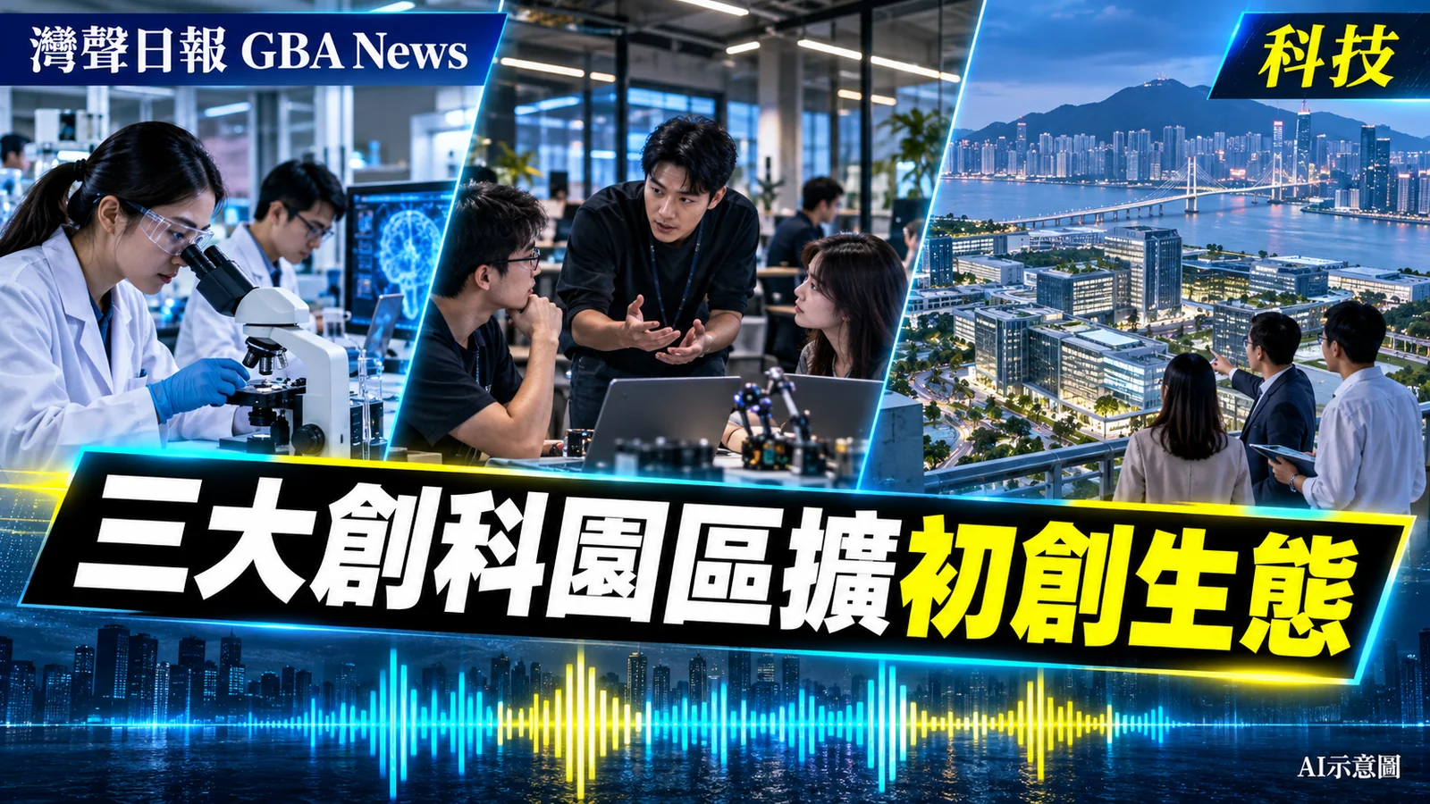 灣聲日報 GBA News|香港三大創科園區成形 全港初創約5200家|科技新聞封面