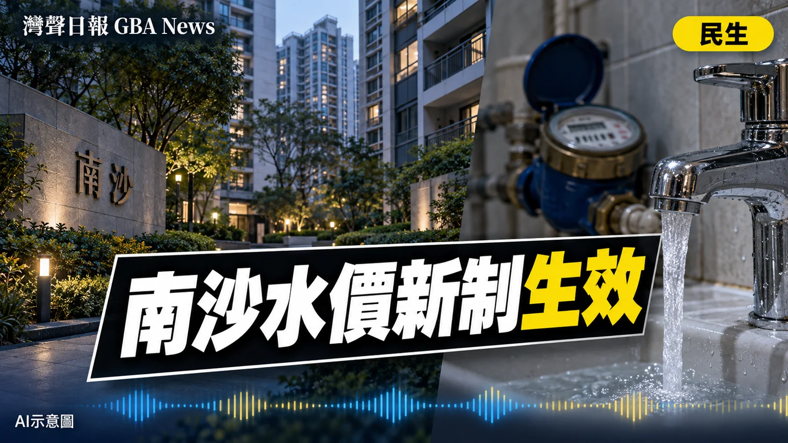 灣聲日報 GBA News|南沙水價新制生效|民生新聞封面