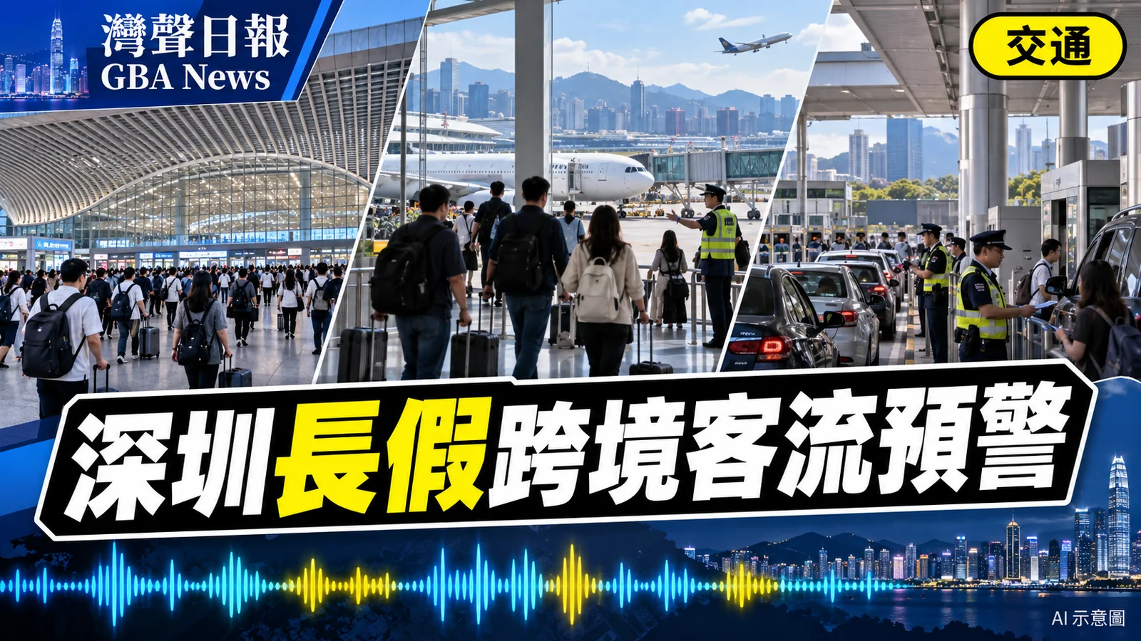 灣聲日報 GBA News｜深圳長假交通預警　口岸與樞紐將迎三輪客流高峰｜交通新聞封面