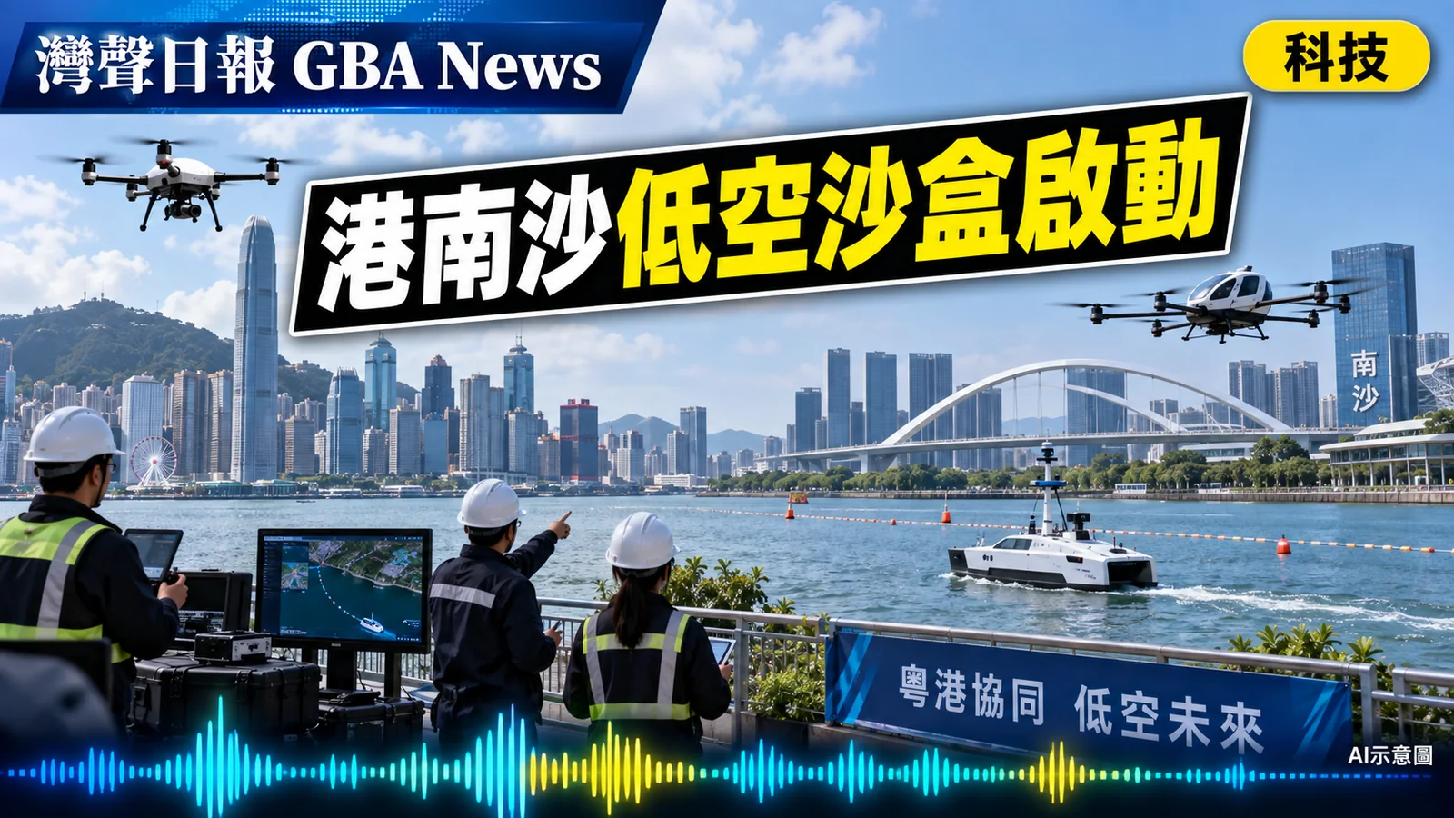 灣聲日報 GBA News｜香港南沙低空經濟雙邊沙盒啟動　首階段測試無人機｜科技新聞封面