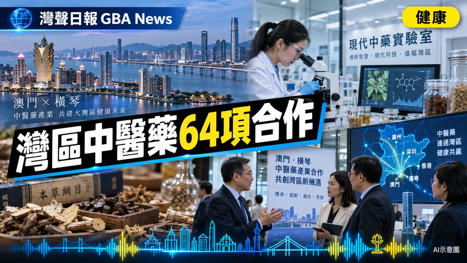 灣聲日報 GBA News|灣區中醫藥大會促成64項合作 澳門橫琴成轉化樞紐|健康新聞封面