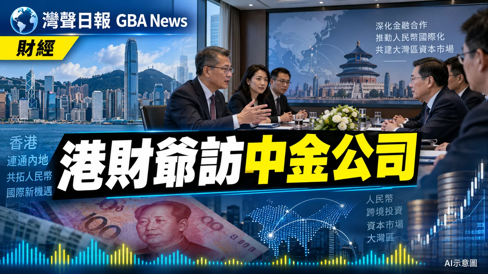 灣聲日報 GBA News｜陳茂波訪中金公司　聚焦人民幣國際化與資本市場互聯互通｜財經新聞封面
