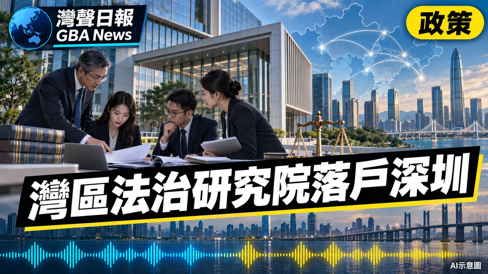 灣聲日報 GBA News｜大灣區法治研究院落戶深圳　聚焦涉外法治與跨城協同｜政策新聞封面