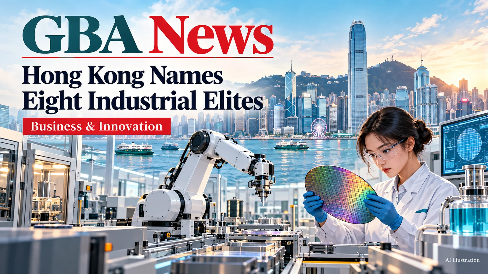 AI illustration of advanced manufacturing and engineering in Hong Kong, not a photograph of selected enterprises